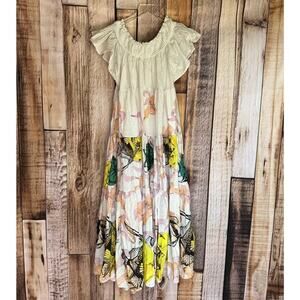 Pia Binazzi X Maeve Anthropologie Dress Tiered Off  the Shoulder XS Resort Beach